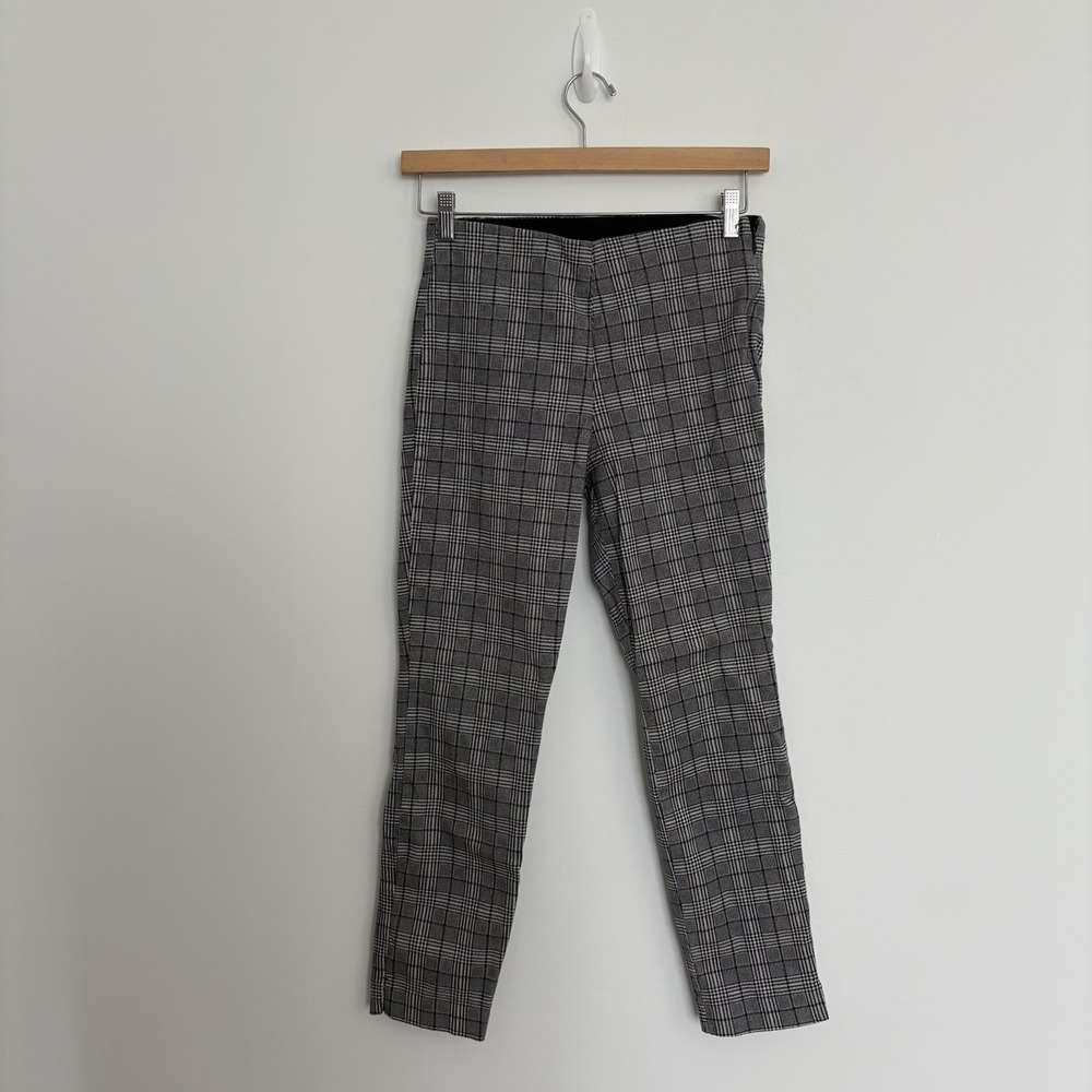 Old Navy Womens Pants Size 4 Black White Plaid High Rise Stretchy Skinny Fitted